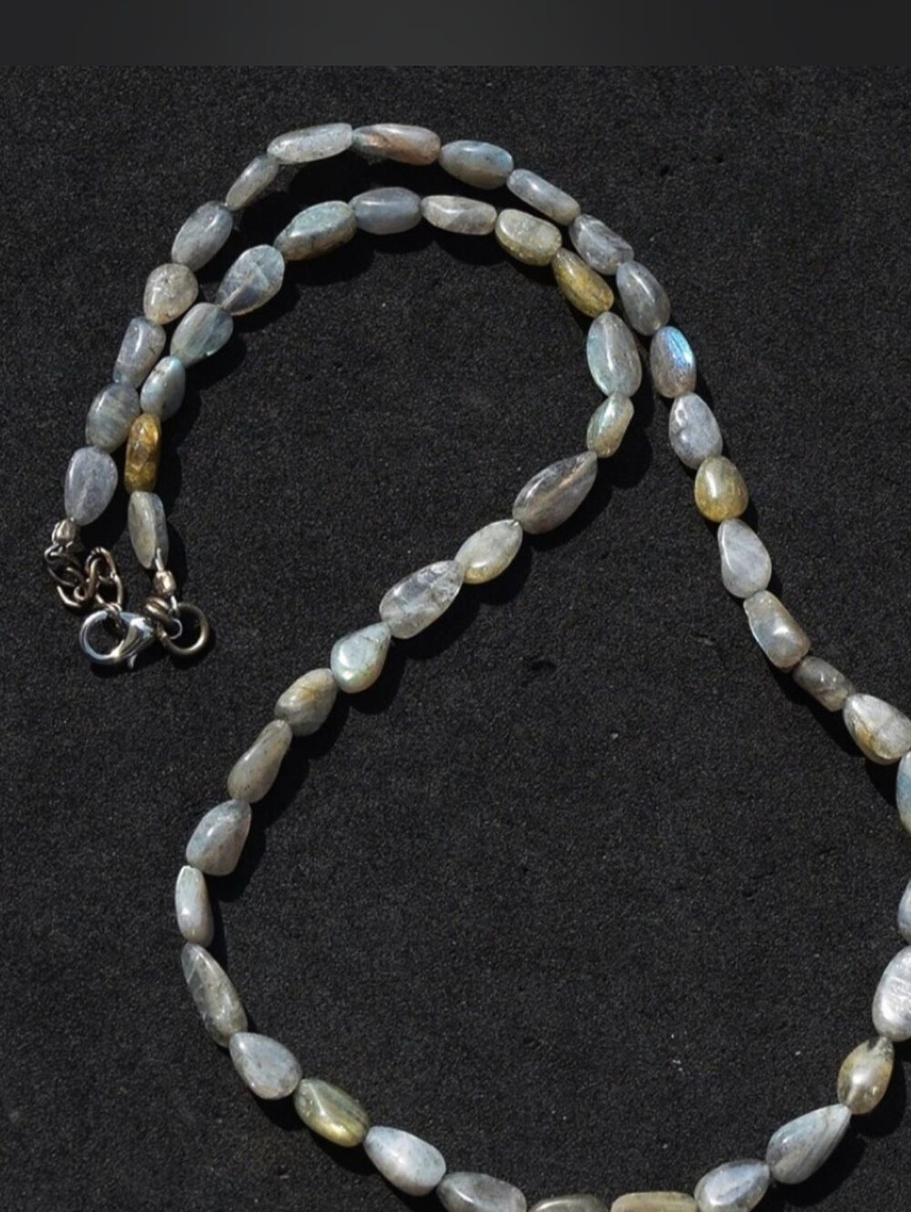 Flash Labradorite Beaded Necklace - Gray/Blue Accent